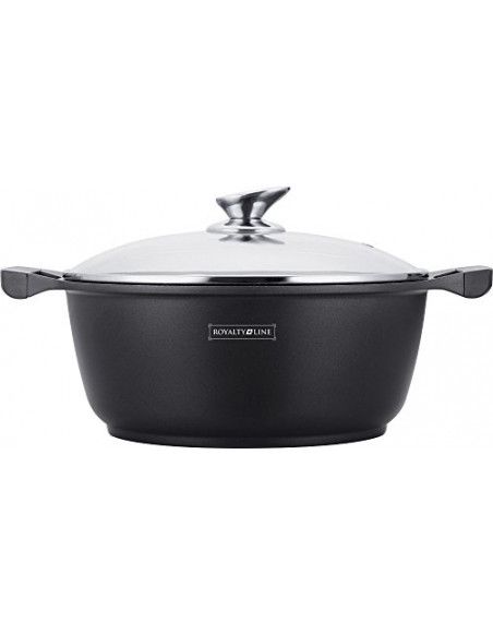 Marmite avec revêtement antiadhésif effet marbre - D 32 cm - Noir