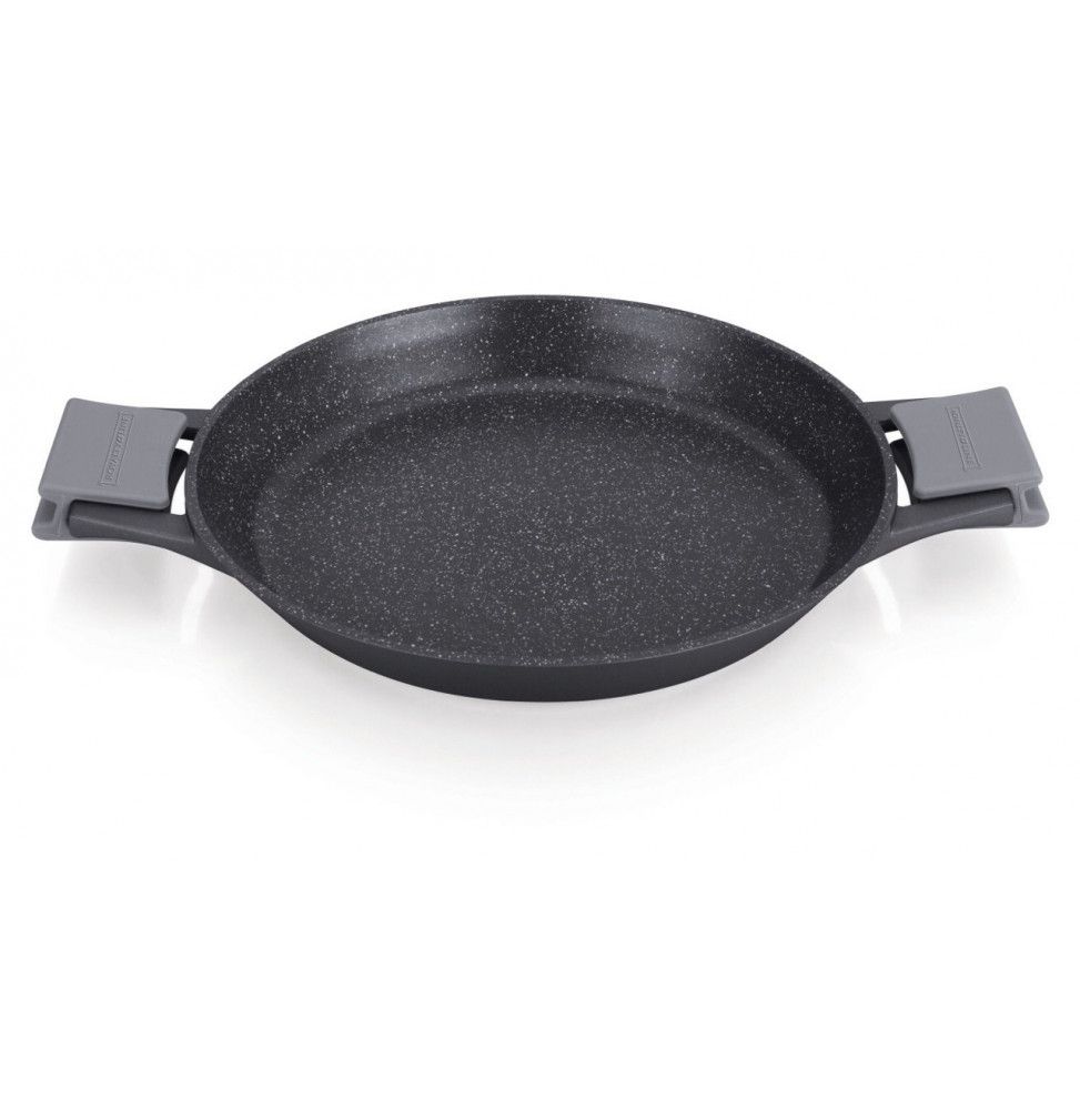 Plat à paëlla avec revêtement en marbre - D 32 cm - Noir