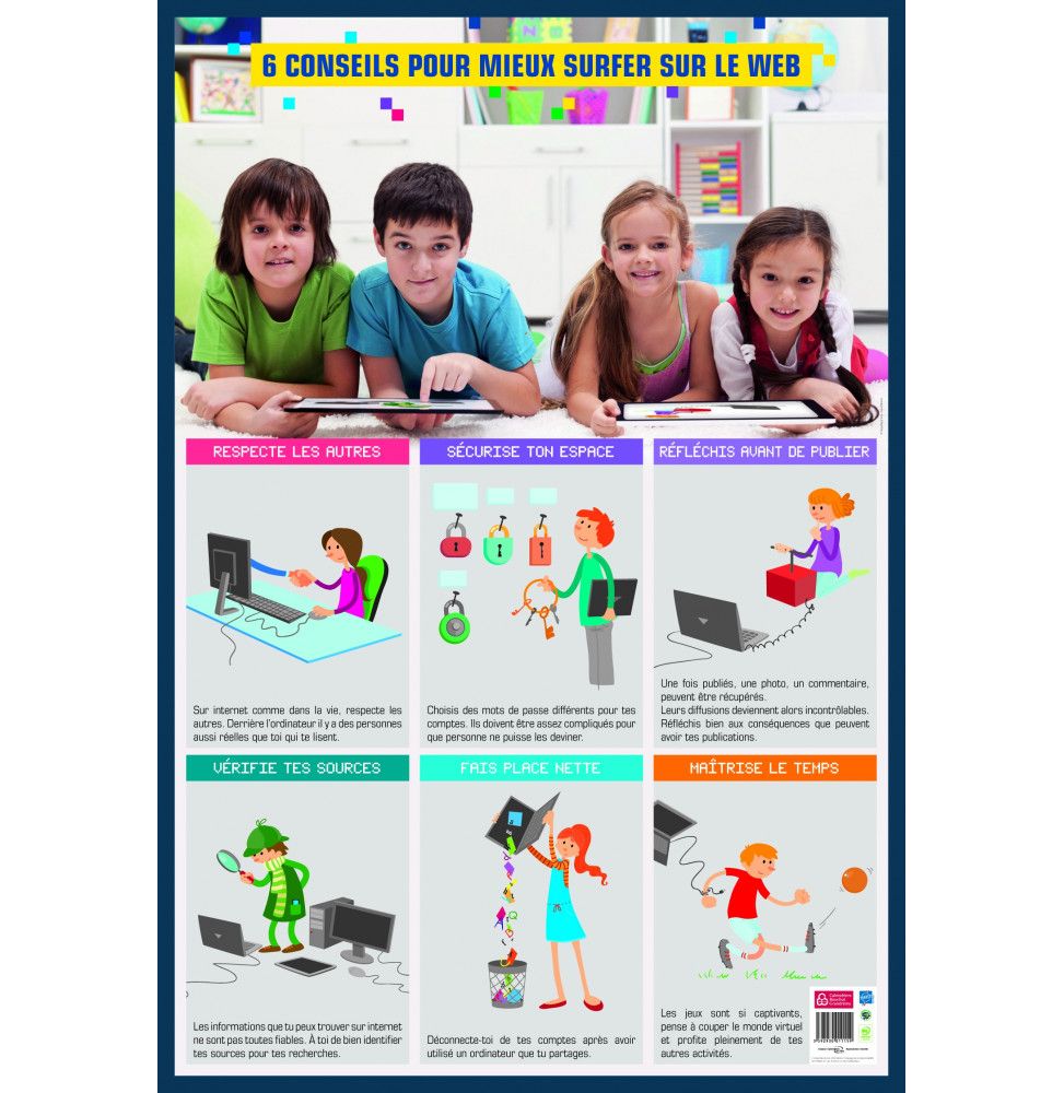 Poster pédagogique - Conseils pour surfer sur le web - 52 x 76 cm