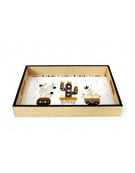 Plateau de service Merida cactus - L 36 x l 25 x H 5 cm - Bois