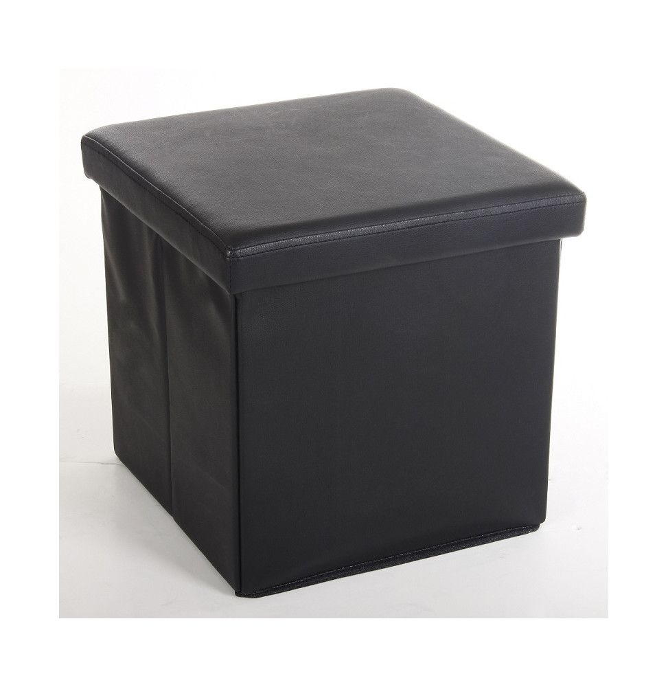 Pouf carré noir - Coffre de rangement pliable