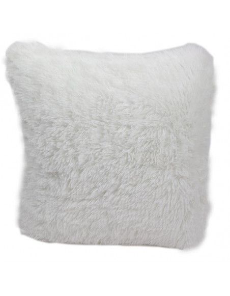 Coussin avec poils doux - 40 x 40 cm - Blanc