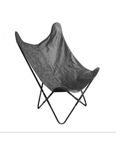Fauteuil papillon en suédine - Gris