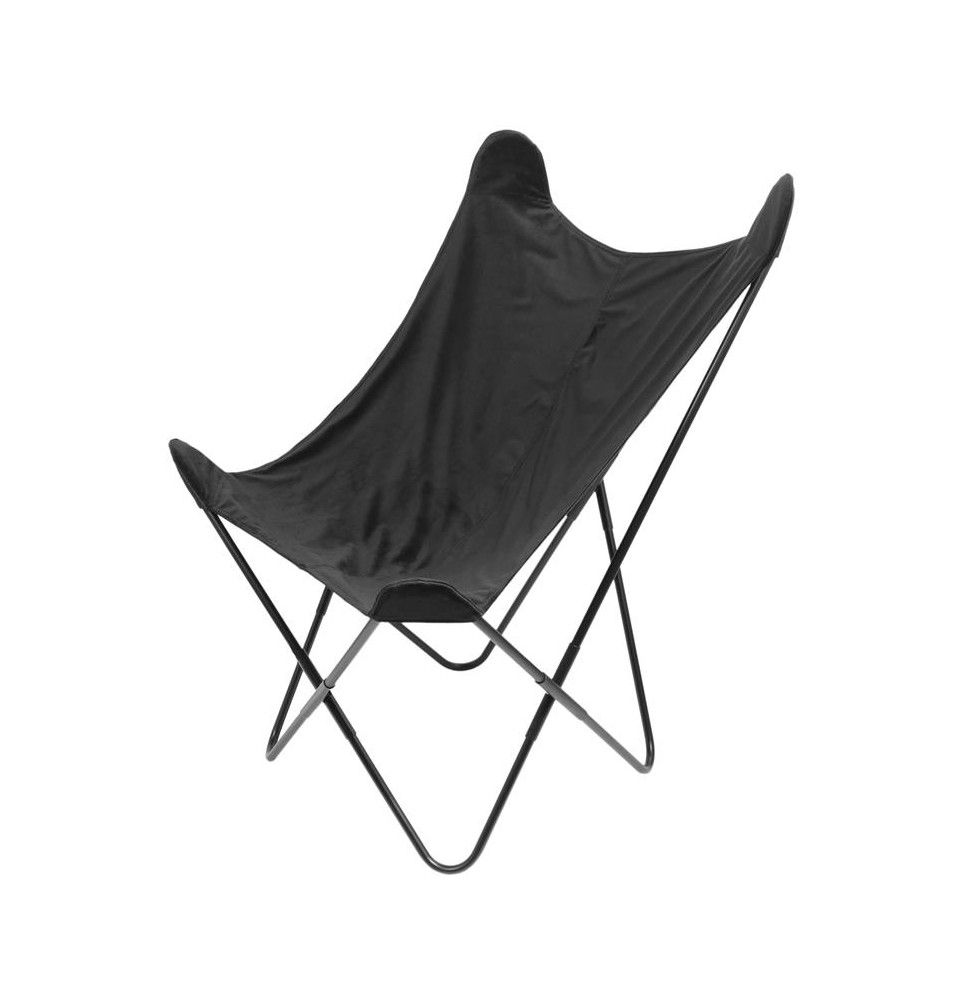 Fauteuil papillon réversible - Velours et tissu - Noir