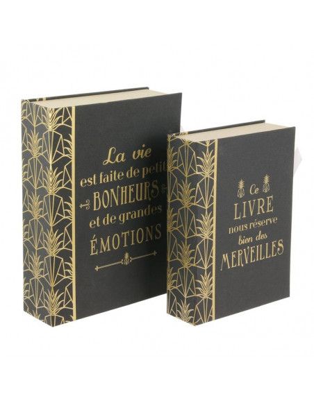 Boite gigogne - Illusion livre déco - Lot de 2 - Noir