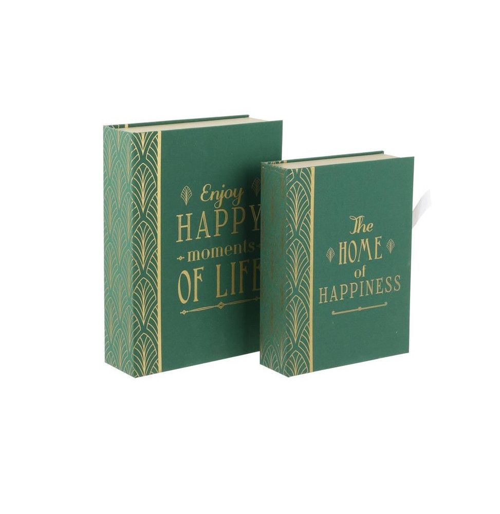 Boite gigogne - Illusion livre déco - Lot de 2 - Vert