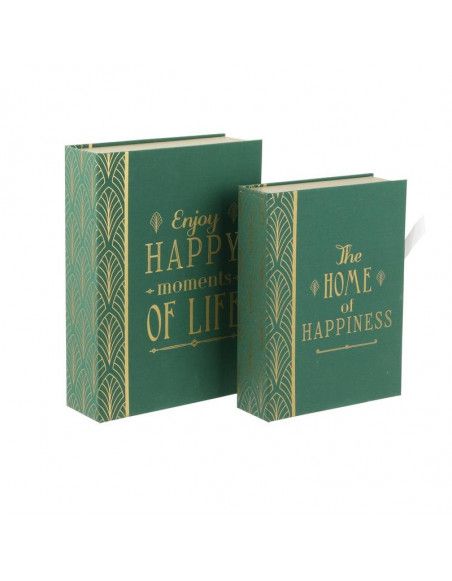 Boite gigogne - Illusion livre déco - Lot de 2 - Vert