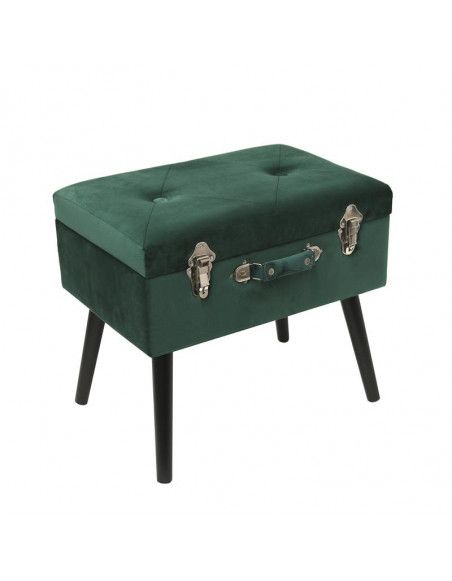 Banc avec coffre valise - Imitation velours - Vert
