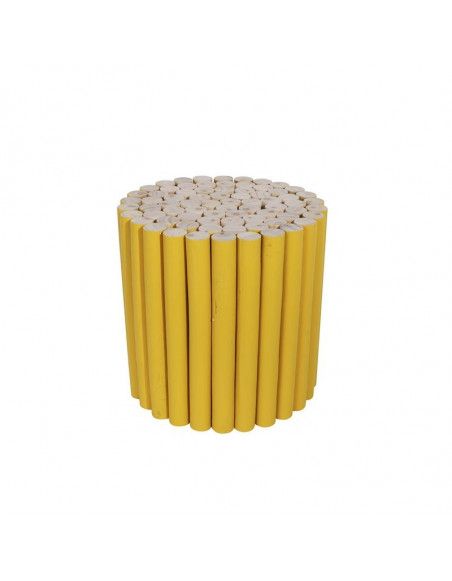 Tabouret en forme de rondin de bois - 30 x 30 x 30 cm - Jaune