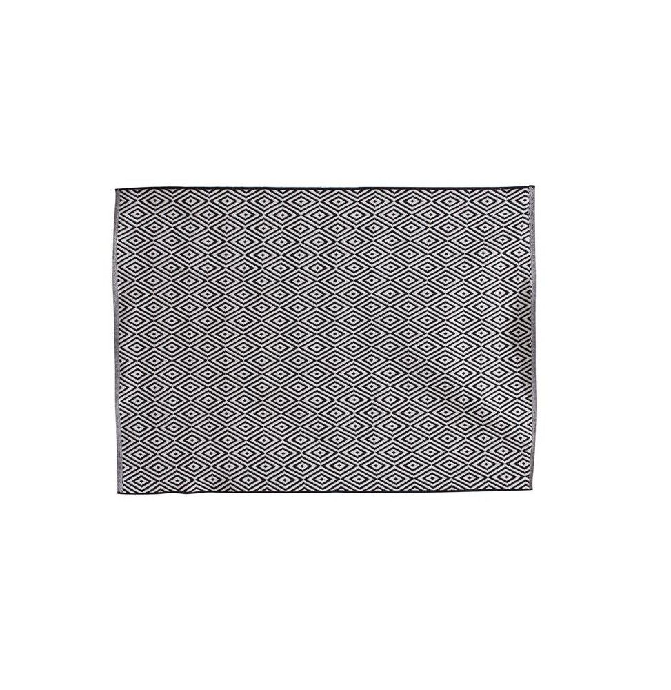 Grand tapis rectangulaire - 120 x 170 cm - Motifs losanges - Noir et blanc