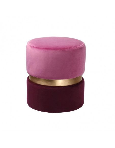 Pouf imitation velours - D 36 x H 39 cm - Bicolore  - Violet