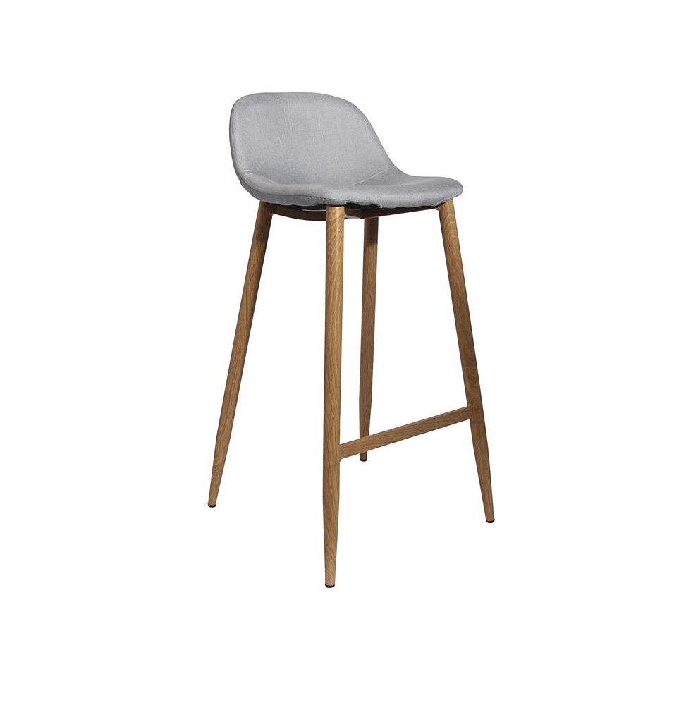 Tabouret de bar - Pieds en métal - Tissu gris