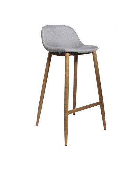 Tabouret de bar - Pieds en métal - Tissu gris