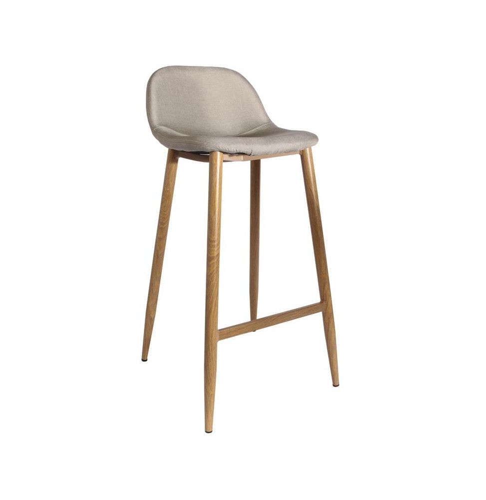 Tabouret de bar - Pieds en métal - Tissu beige