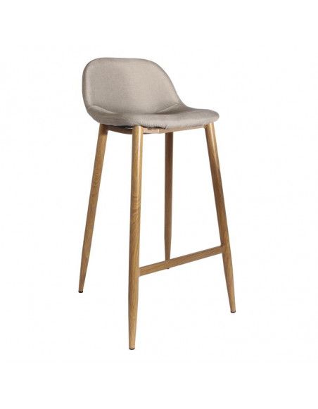 Tabouret de bar - Pieds en métal - Tissu beige