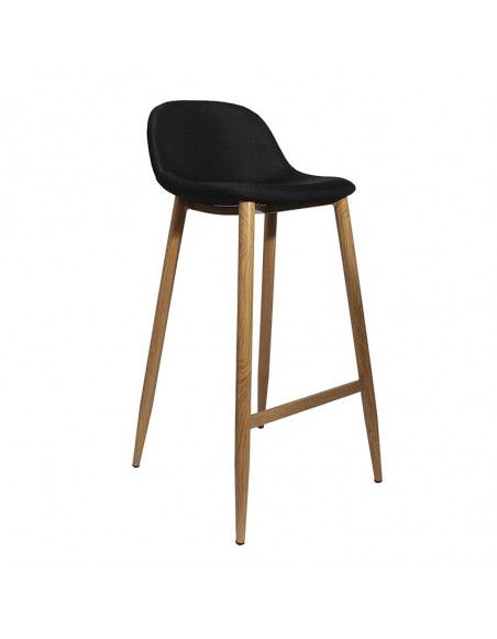 Tabouret de bar - Pieds en métal - Tissu noir