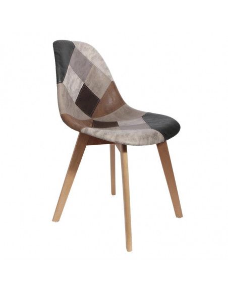 Chaise design - Effet cuir - Patchwork