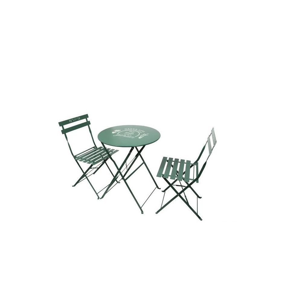 Table de jardin avec 2 chaises - Vert