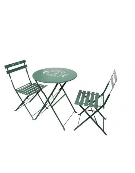 Table de jardin avec 2 chaises - Vert