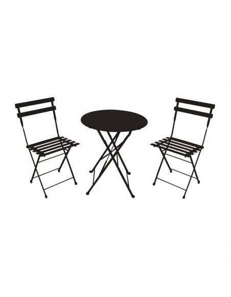 Table de jardin avec 2 chaises - Noir