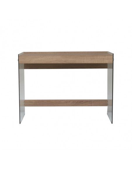 Bureau plateau en bois avec parois en verre - 100 x 50 x 74 cm