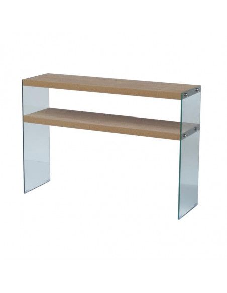 Console en bois avec pieds en verre - 110 x 32 x 75 cm