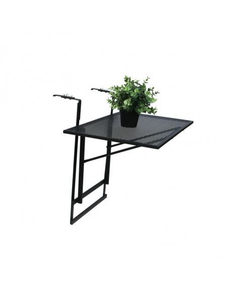 Table de balcon pliable - L 60,5 x l 40,5 x H 50 cm - Noir