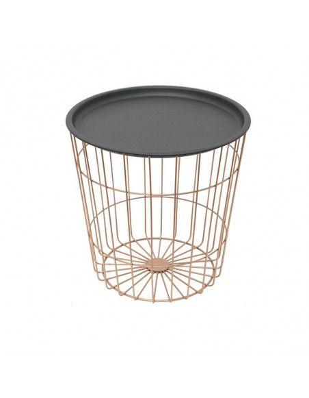 Table filaire d'appoint en métal - L 38 x l 38 x H 10,1 cm - Cuivré et Noir