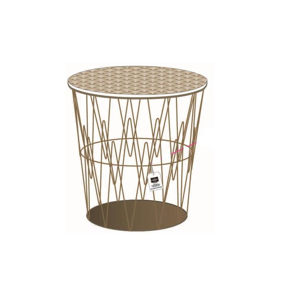 Table filaire d'appoint motif art décoratif - L 38,5 x l 38,5 x H 40 cm - Doré