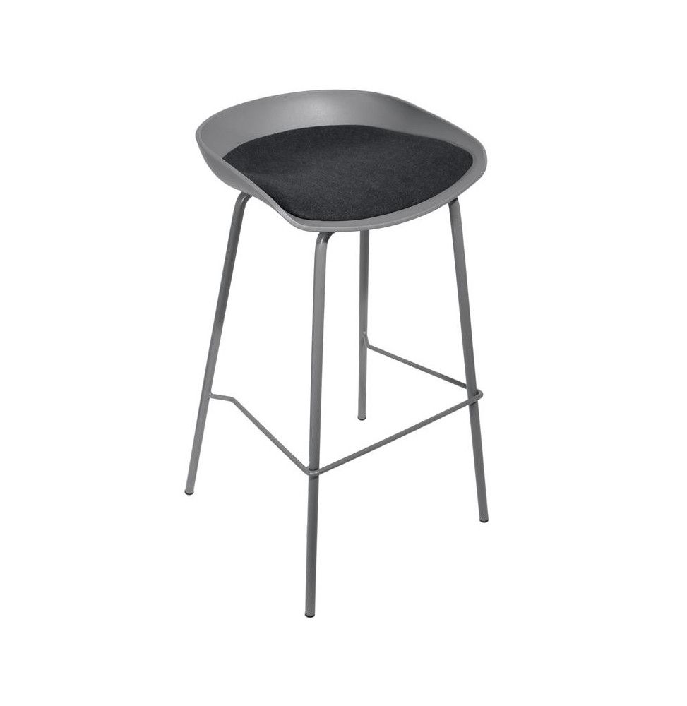 Tabouret de bar  Hella - L 43 x l 43 x H 84 cm - Gris
