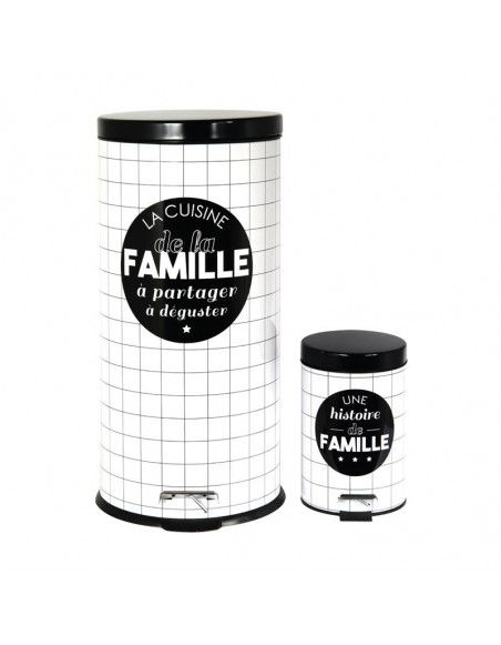 Set de 2 poubelles - 27 L et 3 L - Famille