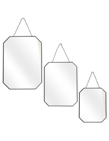 Lot de 3 miroirs avec angles obliques - L 30 x l 0,3 x H 40 cm - Noir