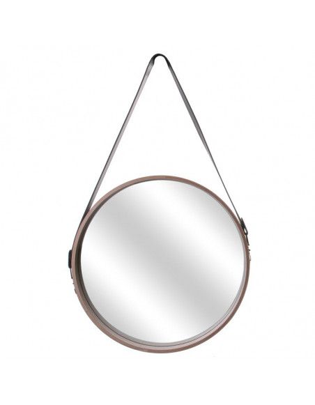 Miroir rond avec anse ceinture - L 40 x l 4 x H 65,5 cm - Beige