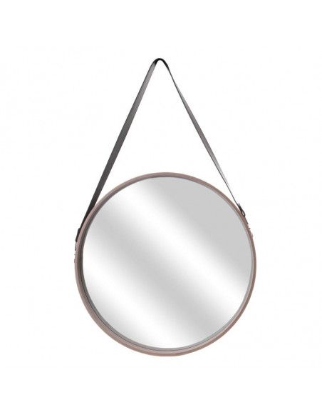 Miroir rond avec anse ceinture - L 50 x l 4 x H 65,5 cm - Beige