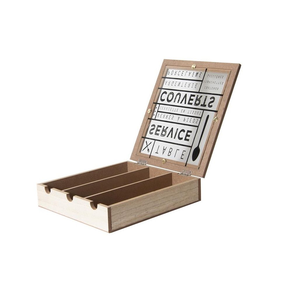 Range couverts - 3 compartiments - Bois