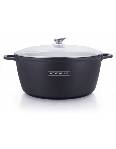 Marmite avec revêtement antiadhésif effet marbre - D 36 cm - Noir