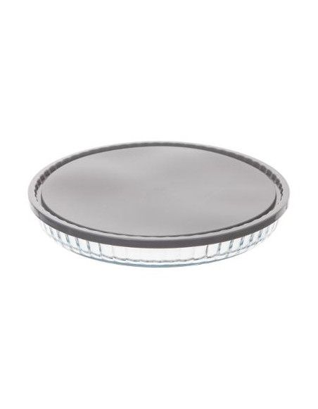 Plat rond en verre avec couvercle - D 27 cm