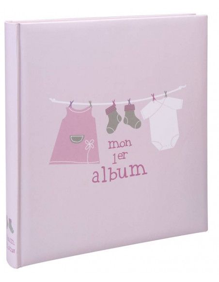 Album photo de naissance à feuillets cristal Lulu - 60 pages - L 30,5 x l 28 cm - Rose