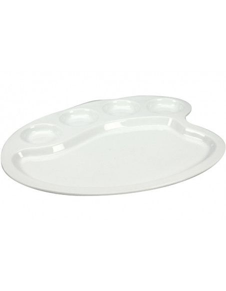 Assiette en porcelaine style palette de peintre - L 28 x l 24,2 x H 1,5 cm - Blanc