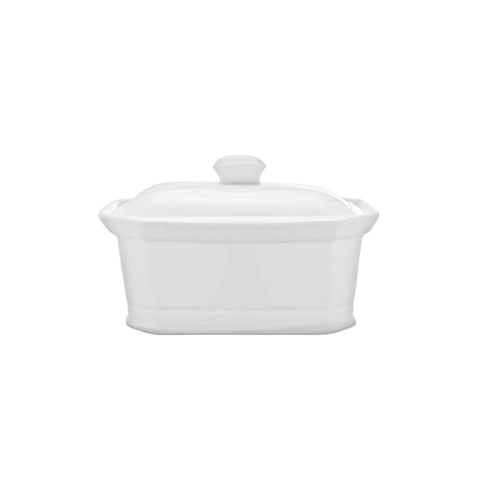 Terrine à pâté en porcelaine avec couvercle - L 20 x l 14,5 x H 8,5 cm - Blanc