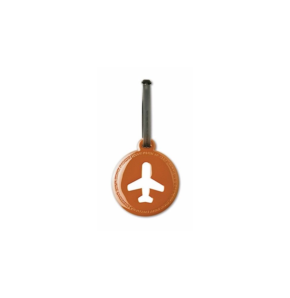 Etiquette de bagage ronde - Orange foncé