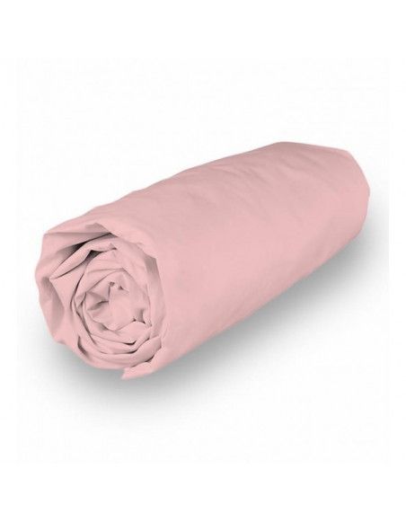 Drap housse en percale de coton - L 200 x l 160 cm - Rose