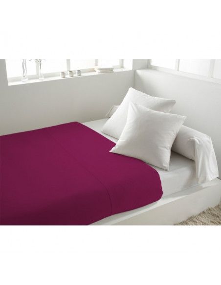Drap plat uni en coton - 240 x 290 cm - Violet