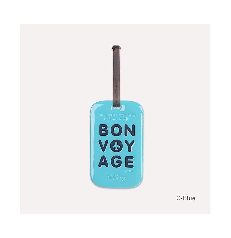 Etiquette de bagage - Bon voyage - Bleu
