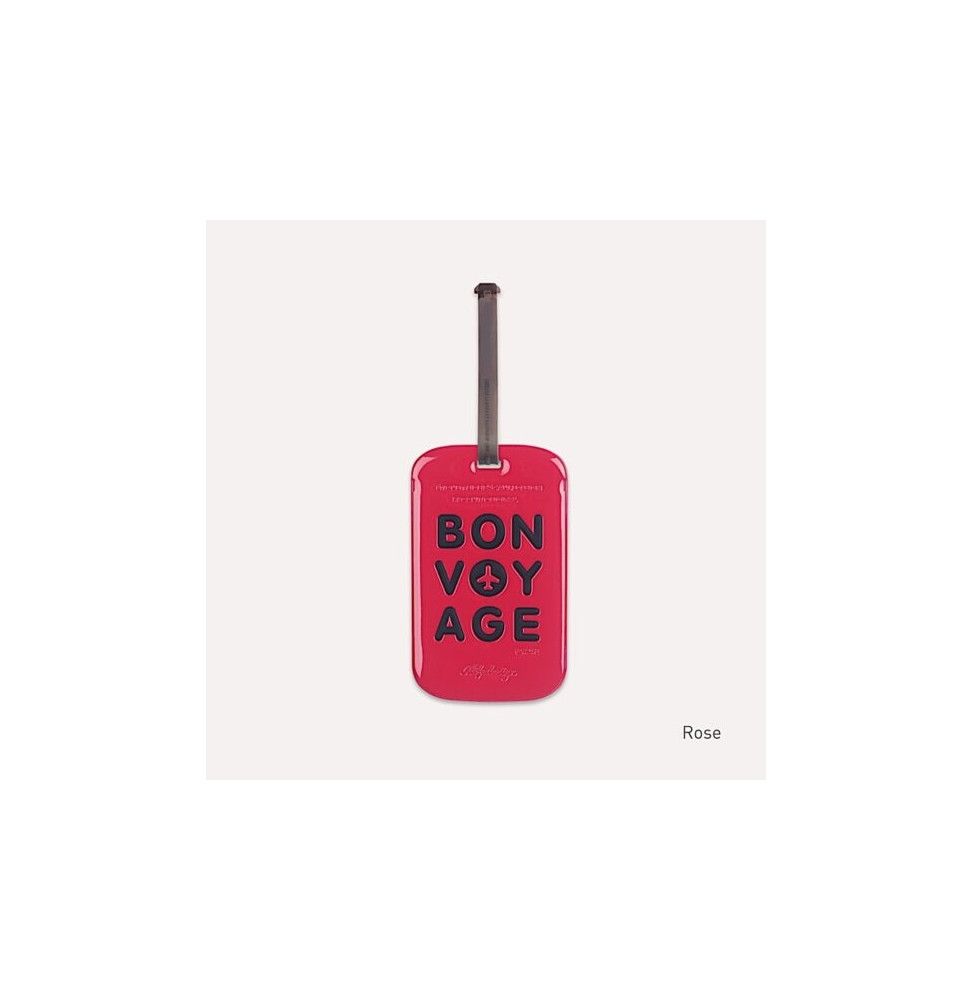 Etiquette de bagage - Bon voyage - Rose