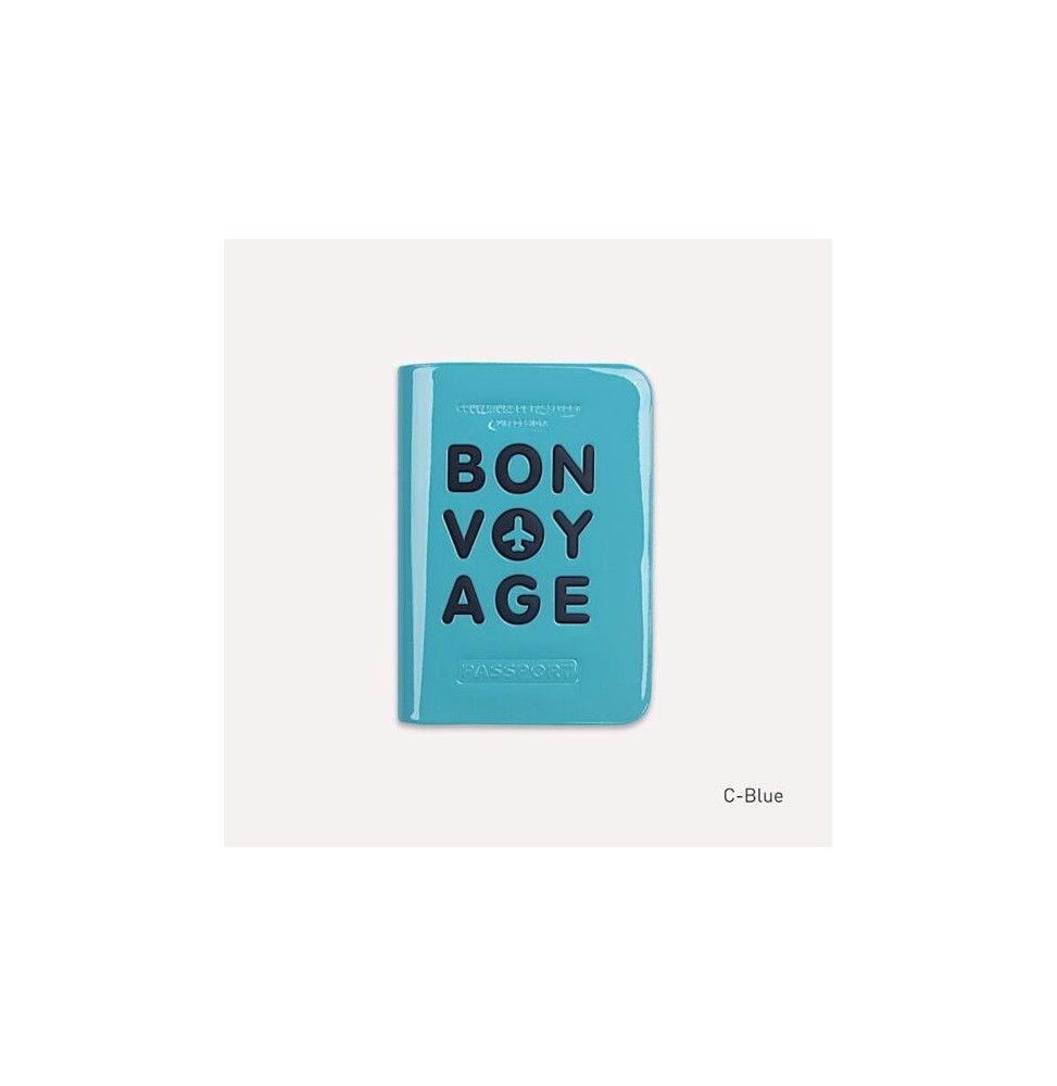 Porte passeport - Bon voyage - Bleu