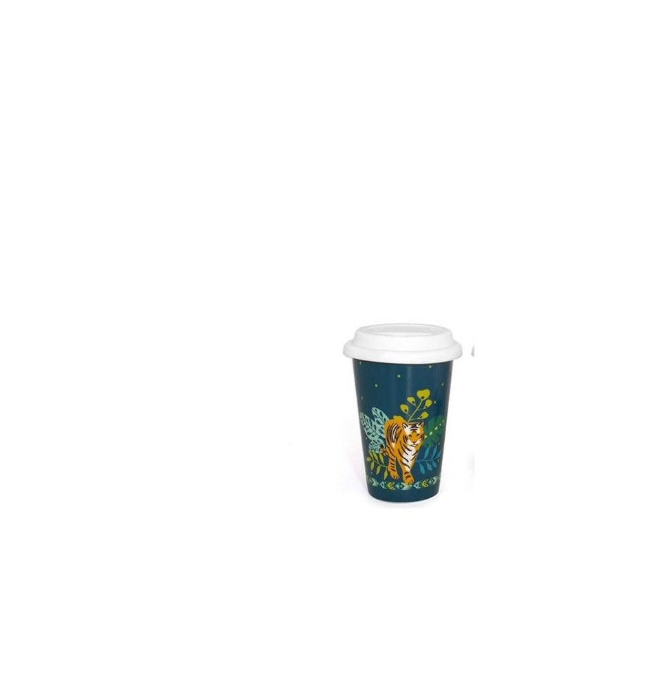 Mug de transport Tigre - 400 ml - Porcelaine - Bleu
