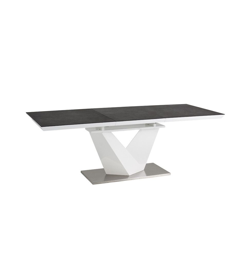 Table extensible 10 personnes - Alaras II - 140-200 x 85 x 75 cm - Noir et blanc