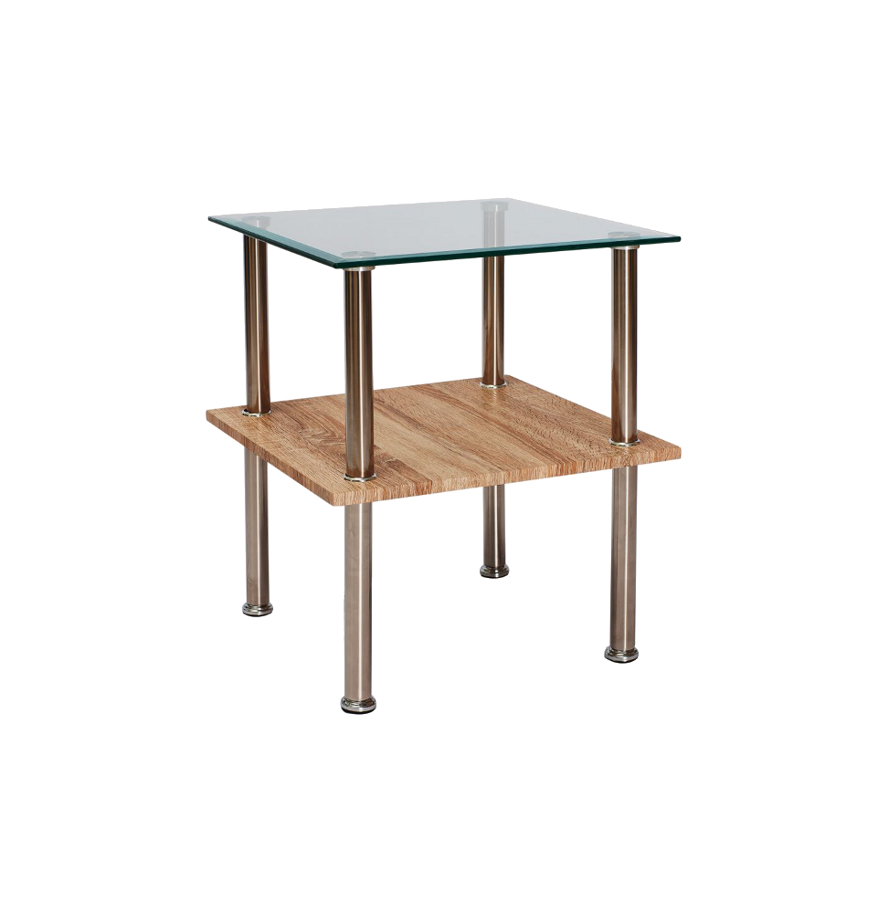 Table basse 2 niveaux - Ana - 50 x 50 x 55 cm - Verre et MDF