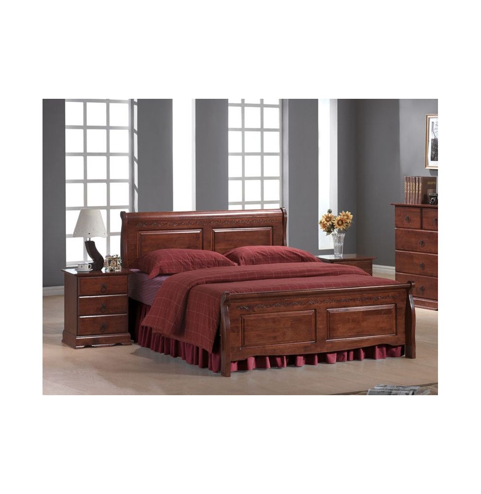 Lit double - Boston 2 - Pour matelas 160 x 200 cm - Bois